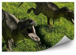 Dinozaury na trawie Fototapeta Dinozaury na trawie 250x250cm