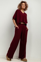 Bluza kimono z dekoltem V, T416, bordo