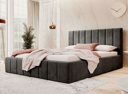 Łóżko tapicerowane z pojemnikiem SFG0116P 160x200 Welur Czarny