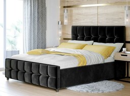 Łóżko tapicerowane z pojemnikiem SFG015 160x200 Welur Czarny