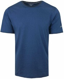 Prosty T-Shirt Męski z Lamówką na Dekolcie -