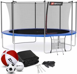 Hop-Sport Trampolina 14ft (427cm) niebieska z siatką wewnętrzną