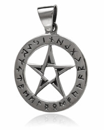 Oksydowany srebrny wisior wisiorek talizman amulet pentagram gwiazda