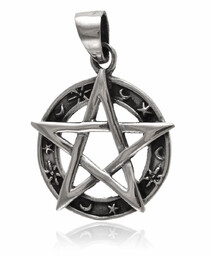 Oksydowany srebrny wisior wisiorek talizman amulet pentagram gwiazda