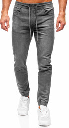 Grafitowe spodnie jeansowe joggery męskie Denley MP0275GC
