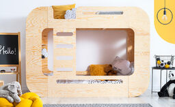 Elior Drewniane łóżko piętrowe z półkami - Marun