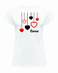 T-shirt koszulka damska LOVE WISZACE SERDUSZKA