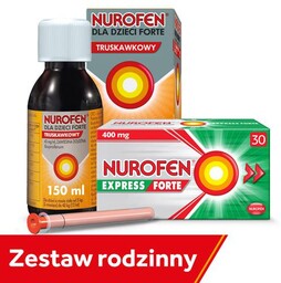 Zestaw Nurofen dla dzieci Forte truskawkowy, 150ml +