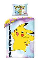 Halantex Pościel bawełniana 140x200 Pokemon niebieska żółta poszewka