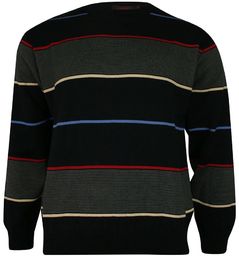 Sweter Granatowy, w Paski, Prążki, Okrągły Dekolt (U-neck)