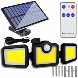 Mocna Lampa Solarna 3w1 Led Cob Osobny Panel