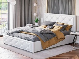 Łóżko tapicerowane z pojemnikiem LB-45P 120x200 Ekoskóra Biały