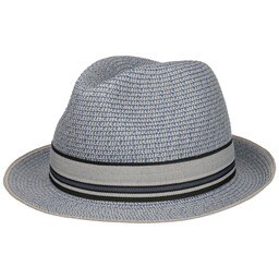 Kapelusz Słomkowy Striped Band Fedora, denim, cm