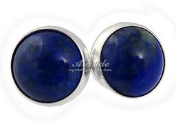 Lapis Lazuli Srebro Eleganckie Kolczyki Sztyft 9mm