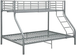 Elior Szare metalowe łóżko piętrowe 140x200 cm/90x200 cm