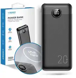 4kom.pl Powerbank Bateria zewnętrzna VEGER L20S - 20 000mAh LCD Quick Charge PD 20W czarny VP2039PD / W2039PD