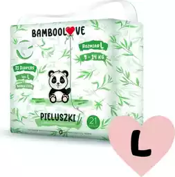 Bamboolove Pieluszki jednorazowe dla dzieci z włóknem bambusowym L (9-14kg) 21szt.