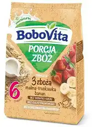 BoboVita Porcja zbóż mleczna kaszka 3 zboża malina truskawka banan 210g