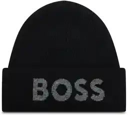 Boss czapka z domieszką wełny kolor czarny z cienkiej dzianiny 50524348