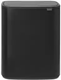 Brabantia Kosz na śmieci uchylny 221484 Bo Touch dwukomorowy, do segregacji, System Soft Touch 60L Czarny