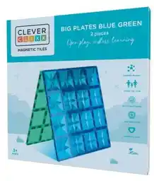 Cleverclixx Klocki magnetyczne Big Plates Blue Green - 2 el.