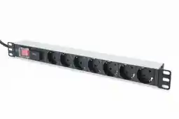 Digitus Listwa zasilająca PDU 19 RACK 7xSchuko, 2m 1xSchuko, 16A, wł./wył., zab.przepięciowe, aluminiowa