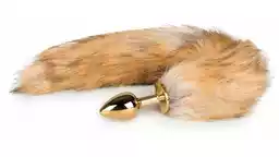 Easytoys Fox NO1 - metalowe dildo analne z lisim ogonem (złoto-czerwone)