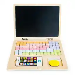 Ecotoys Drewniany laptop edukacyjny tablica magnetyczna