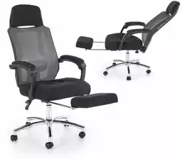 Fotel gabinetowy FREEMAN czarny rozkładany z podnóżkiem Halmar