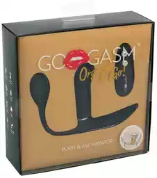 Gogasm Pussy &amp; Ass - ładowalny, sterowany radiowo wibrator z 3 bolcami (czarny)