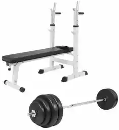 Gorilla Sports Ławka pod sztangę 3w1 + obciążenia winylowe 100 kg TZ-100118-B100KG