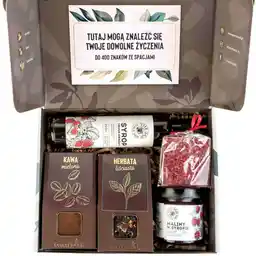 Green Touch Zestaw prezentowy z herbatą, kawa czekolada syrop i maliny w syropie box