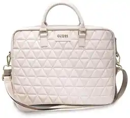 Guess Torba do laptopa Quilted Computer Bag 16 cali Różowy