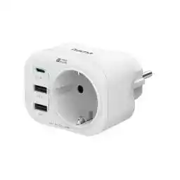 Hama Gniazdo elektryczne z ładowarką Usb (1-USB-C 2-USB-A) 20W białe