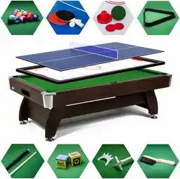 Hop-sport Stół bilardowy spływowy Vip Extra 8 FT brąz zielony z nakładką ping-pong cymbergaj