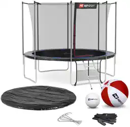 Hop-sport Trampolina 10ft (305cm) czarno-niebieska z siatką wewnętrzną