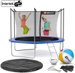 Hop-sport Trampolina 10ft (305cm) niebieska z siatką wewnętrzną - 3 nogi