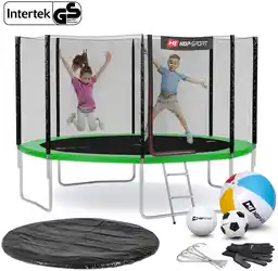 Hop-sport Trampolina 12ft (366cm) zielona z siatką zewnętrzną