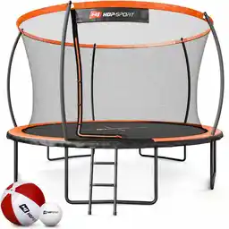 Hop-sport Trampolina ogrodowa 12ft (366cm) pumpkin - pomarańczowo-czarna z siatką wewnętrzną