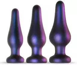 Hueman Comets - silikonowy zestaw dildo analnych (3 części) - fioletowy