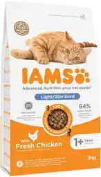 Iams Sucha Karma for Vitality Light in Fat Dla Dorosłych Kotów Sterylizowanych Ze Świeżym Kurczakiem 3kg