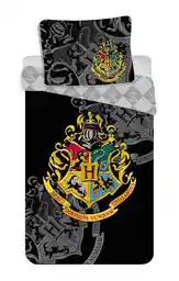 Jerry Fabrics Pościel bawełniana 140x200 Harry Potter 6257 czarna szara poszewka 70x90