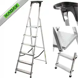 Kadax Drabina aluminiowa z podestem, 6 stopni, 125 kg