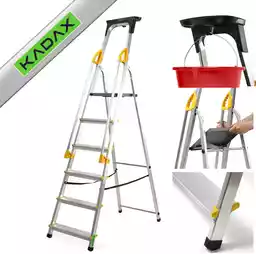 Kadax Drabina Domowa Aluminiowa 6 Stopni plus Poręcze