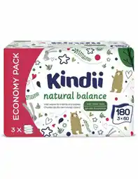 Kindii Chusteczki nawilżane Natural Balance 3x60szt