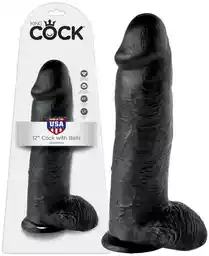 King Cock 12 jąder duże dildo (30 cm) - czarny