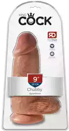 King Cock 9 Chubby - zaciskane dildo do jąder (23 cm) - ciemny naturalny