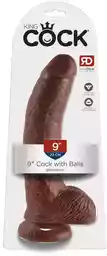 King Cock 9 - duże dildo z zaciskiem na jądra (23 cm) - brązowy