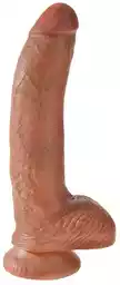 King Cock Dildo z jądrami 9 (23 cm) - brązowe