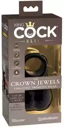 King Cock Elite Crown Jewels - wibrujący pierścień na penisa (czarny)